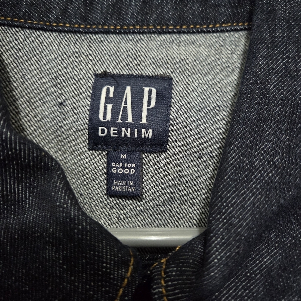 Gap Denim Icon Mens Dark Indigo Wash 100% Cotton Jacket Size Medium Casual - Picture 10 of 14